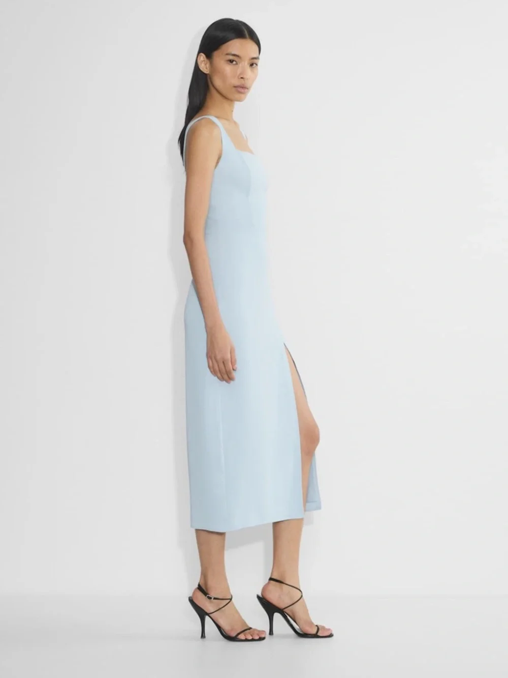 NWT Babaton 90s Slit Midi Dress Glimmer Ice Blue Size 6 - Picture 13 of 16